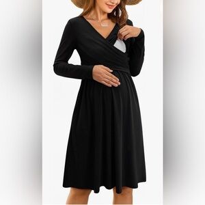NWT OUGES Womens 2024 V-Neck Maternity Dress Large